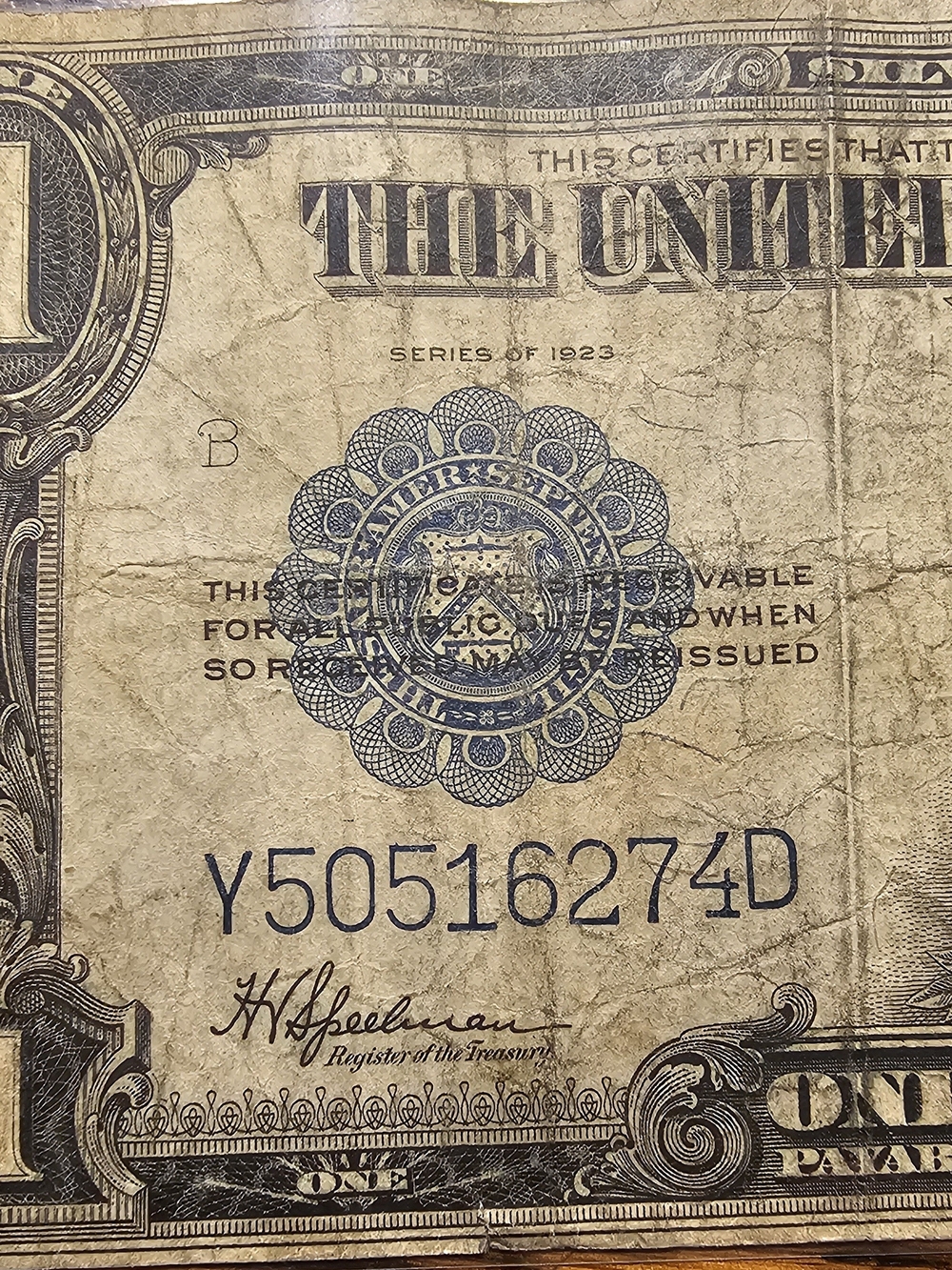 1923 Silver Certificate Banknote, Also Known As The Horse Blanket - Picture 3 of 8